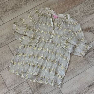 Lilly Pulitzer Metallic Elsa Shirt Small EUC